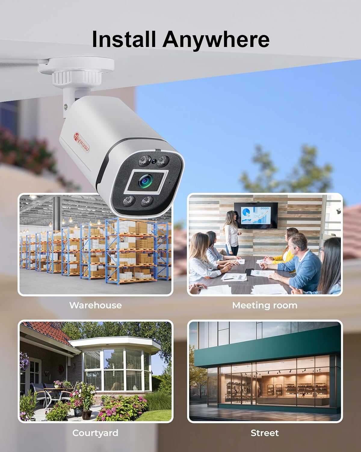 8CH H.265+ 3K Lite Wired CCTV Security Camera System with Human Vehicle Detection, 4X IP68 5MP Surveillance Camera for Indoor Outdoor, 512GB Hard Drive for 24-7 Recording, Remote Access