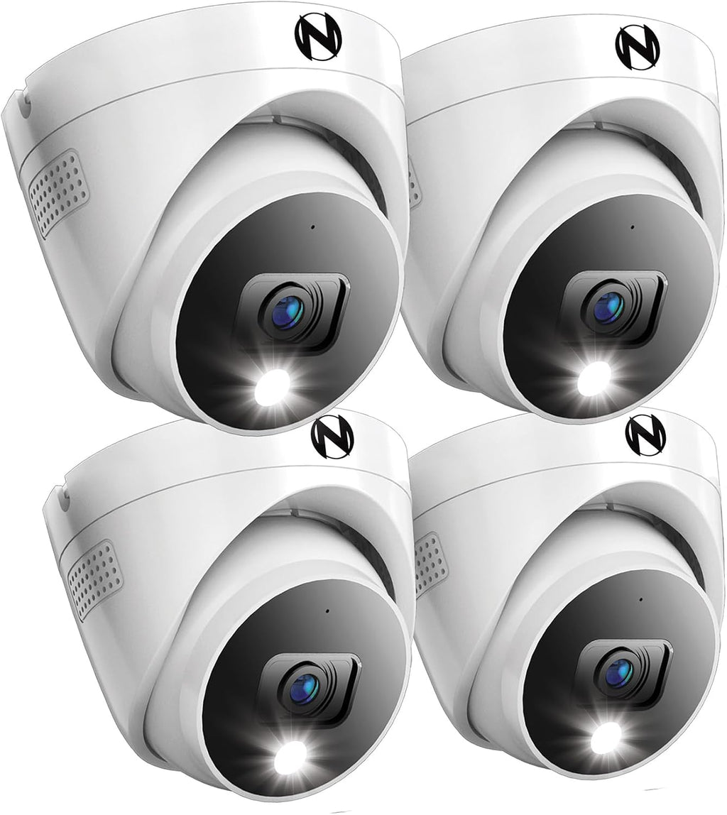 Night Owl Add On Wired 2K HD Indoor/Outdoor Deterrence Dome Cameras with 2-Way Audio (4 Pack)