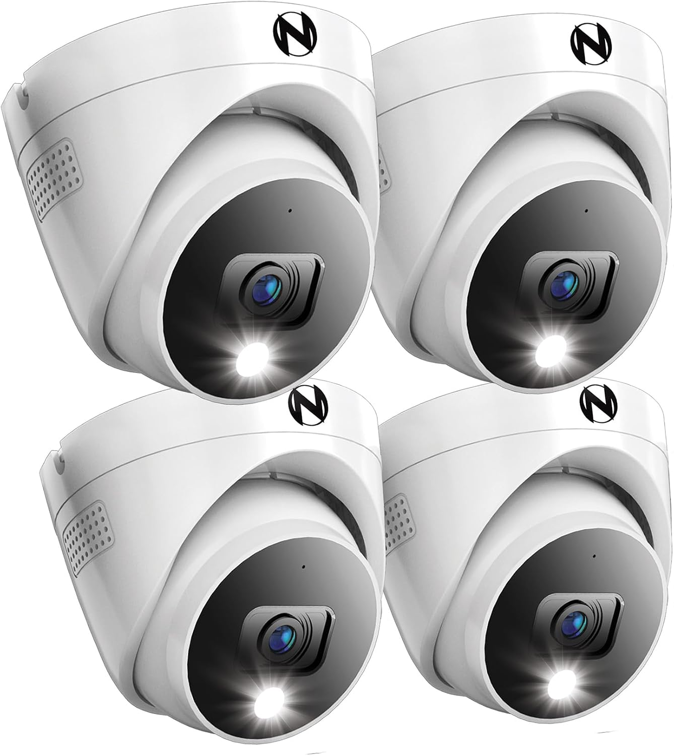 Night Owl Add On Wired 2K HD Indoor/Outdoor Deterrence Dome Cameras with 2-Way Audio (4 Pack)