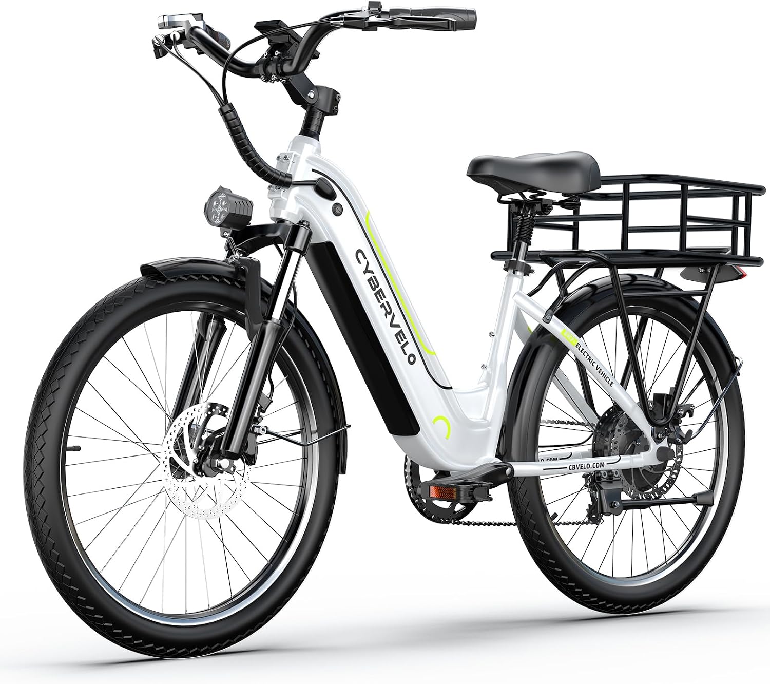 750 Peak Electric Bike for Adults,up 80 Miles Removable Battery Ebike, 26' Electric E Bike with 7-Speed,Adult Electric Bicycles for Commute Beach Snow White Womens All Terrain