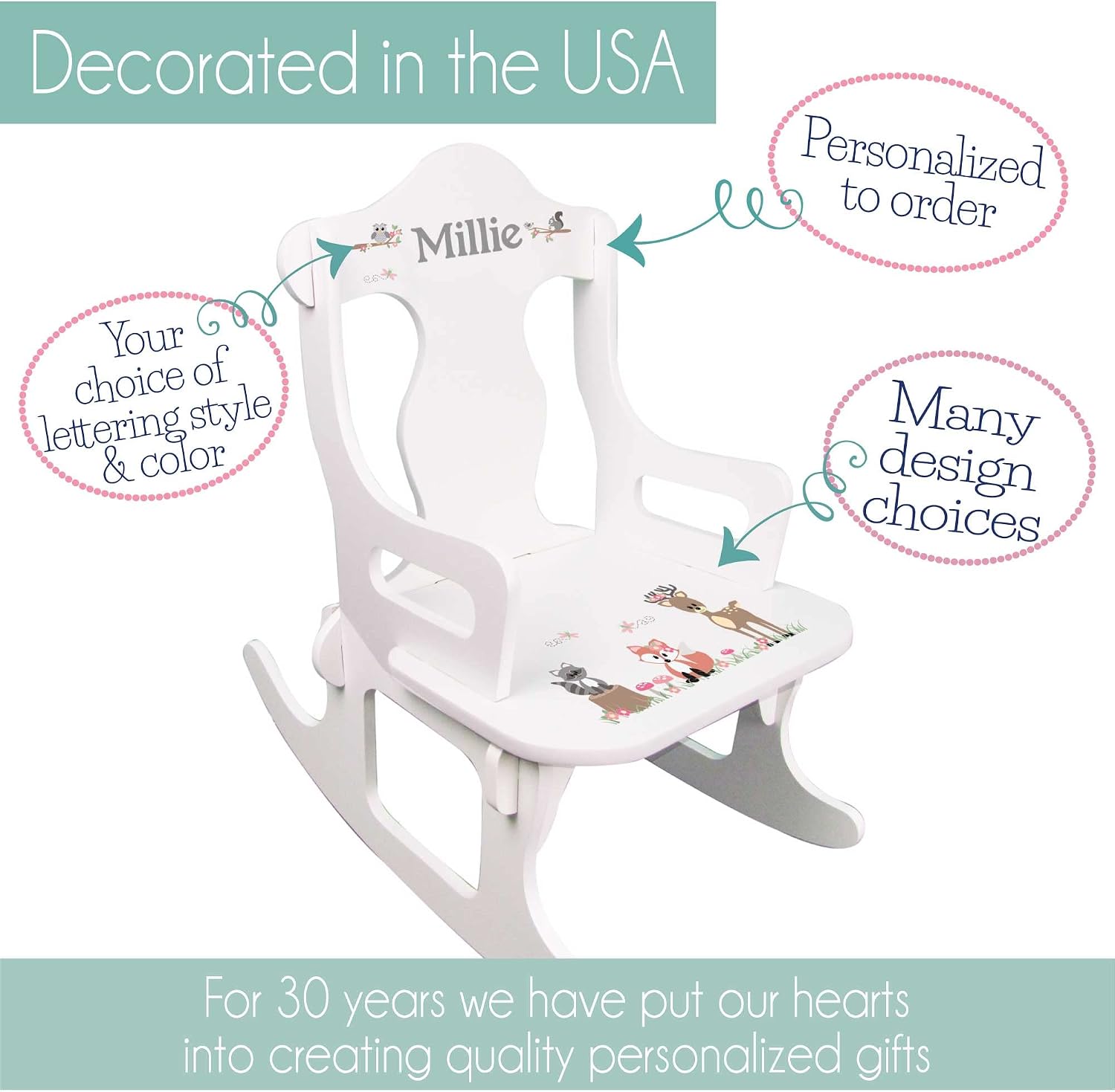 My Bambino Personalized Wooden Rocking Chair for Kids | Child's Puzzle Rocking Chair (You are My Sunshine) | Custom Name Toddler Chair | Baby Shower & Birthday Gift
