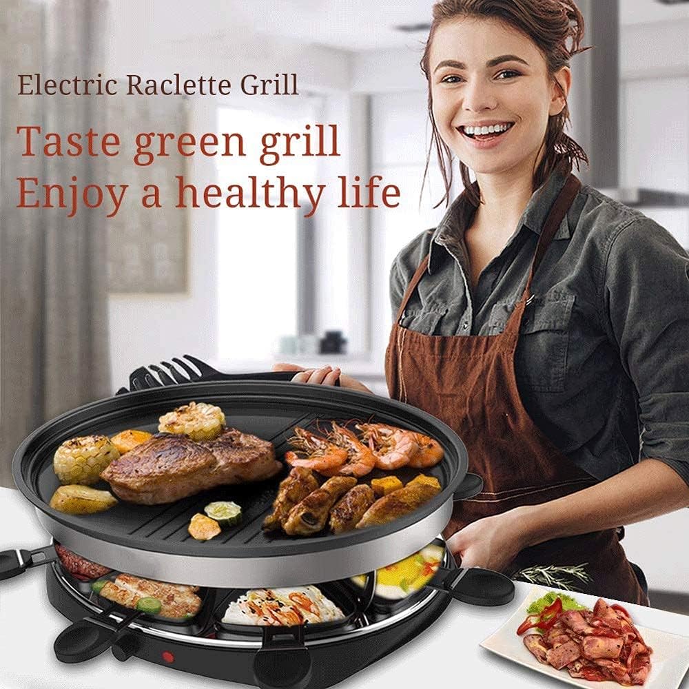 Barbecue Grill Multi-Function Grill Smokeless Indoor Table Electric Grill Korean Style Barbecue Non-Stick Griddle Plate, with 8 Mini Pans, 1500W Adjustable Temperature Co