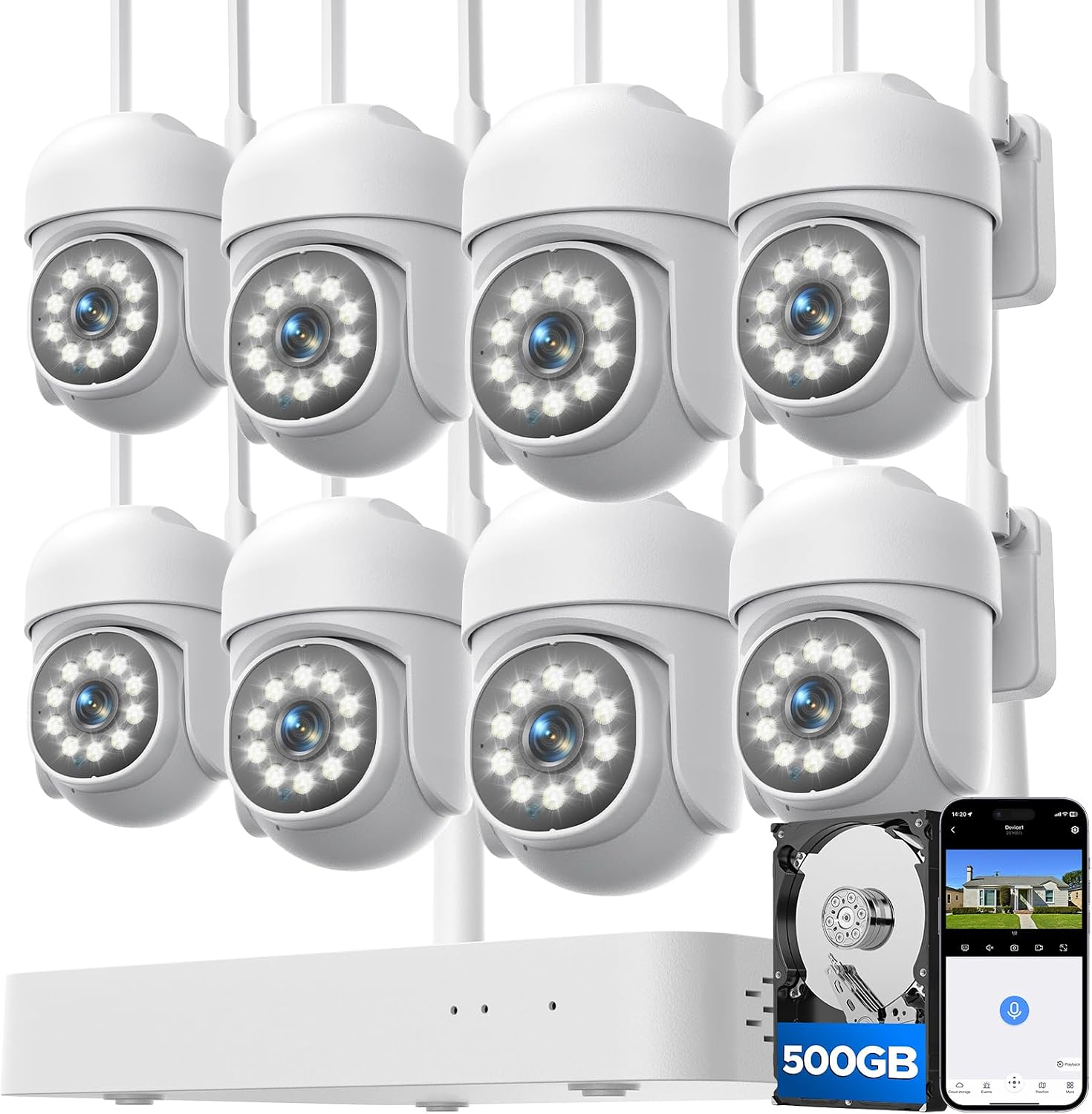CAMCAMP Wireless Security Camera System,Color Night Vision Wireless Security Camera Outdoor with Auto Tracking,Up to 10CH,360° PTZ,2-Way Audio,2.4/5GHz WiFi, for Home & Business Surveillance Kits