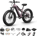 PUCKIPUPPY Electric Bike for Adults 28 MPH, 750W | 1350W Peak, Torque Sensor, 80 Miles Range, 26'x4' Fat Tire Electric Dirt Bike, Full Suspension Electric Mountain Bike, 8 Speed Ebike Labrador Pro