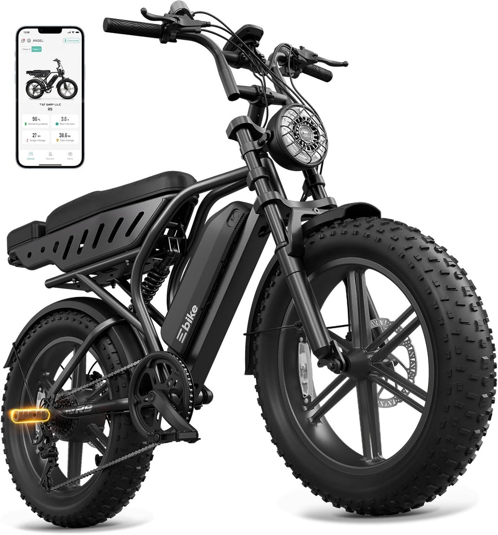 TST Electric Bike for Adults, 1500W Peak Motor 60 Miles Fat Tire Ebike with 48V 15Ah Removable Battery 20' Fat Tire Electric Bike, Dual Suspension，7 Speeds