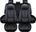 Leather Seat Covers for Jaguar XJ8 2000-2008,Premium Car Seat Covers Full Set,Waterproof Car Seat Protectors with Airbag,Comfort Interior Cover Seats for Cars(Black+Blue)