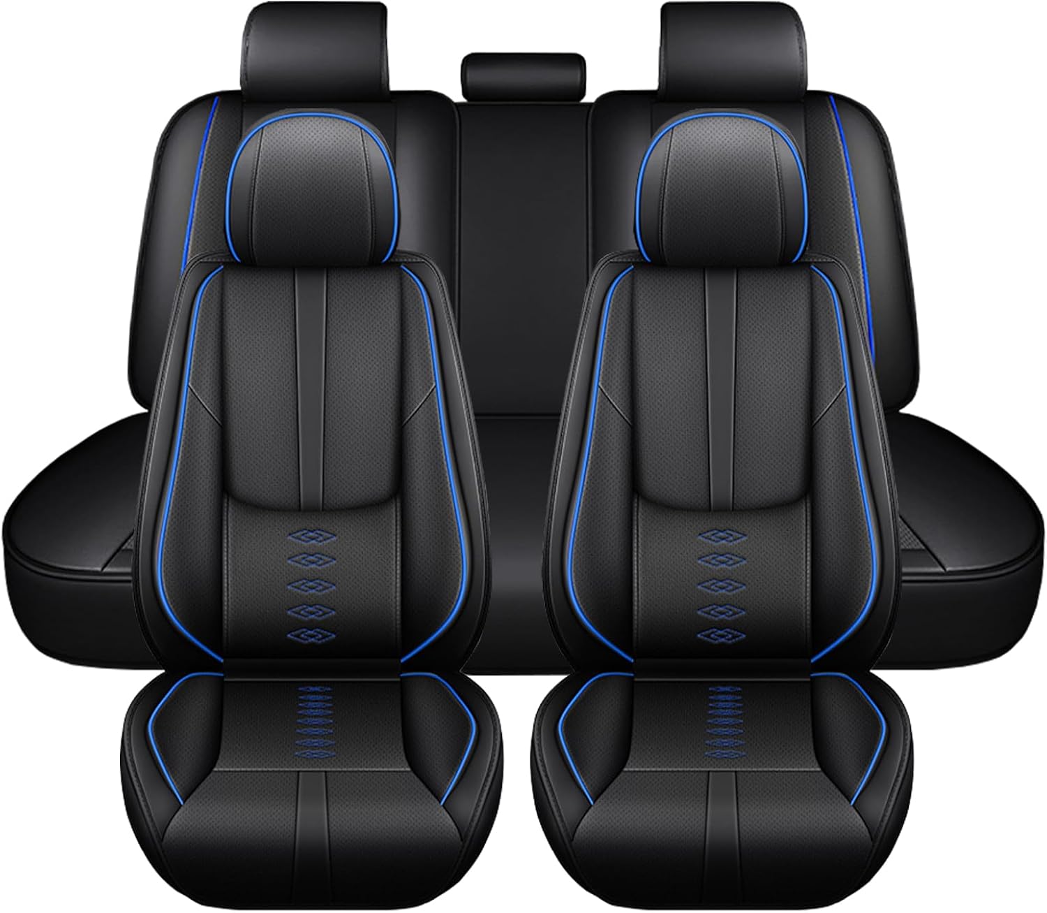 Leather Seat Covers for Hyundai Santa Cruz 2022-2025 2026,Premium Car Seat Covers Full Set,Waterproof Car Seat Protectors with Airbag,Comfort Interior Cover Seats for Cars(Black+Blue)