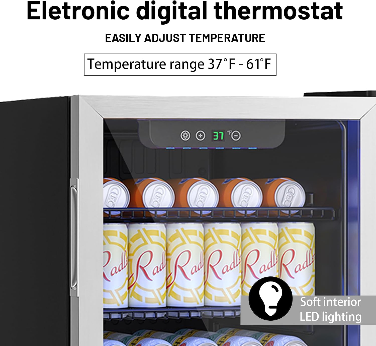 3.2 Cu.Ft Mini Fridge for 126 Cans, Small Refrigerator with Clear View Door and Adjustable Shelves, Quiet Beverage and Wine Fridge for Bedroom, Dorm, Office, Compact Drink Fridge for Storage
