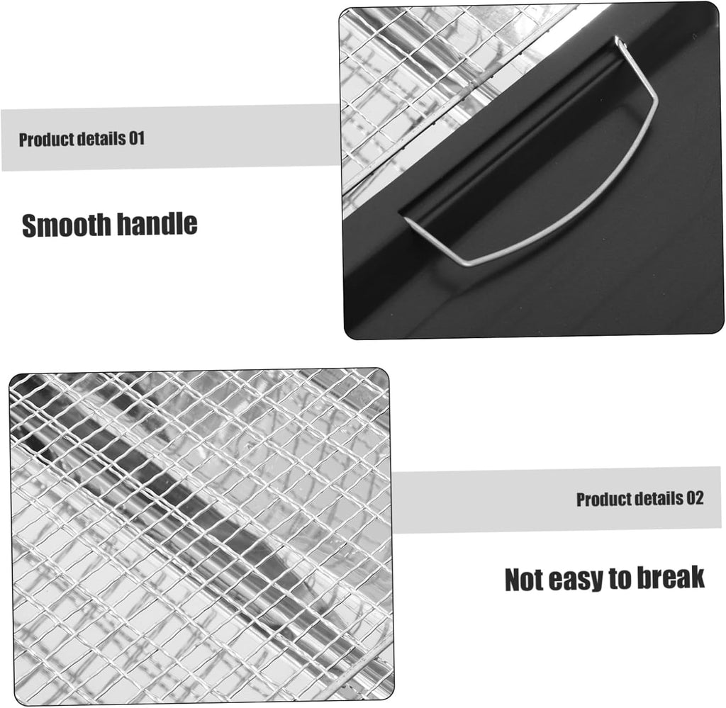 1set Portable Camping Bbq Grill Detachable Barbecue Rack Stainless Steel Construction Includes Frying Pan Fish Net Clip for Outdoor Cooking and Grilling