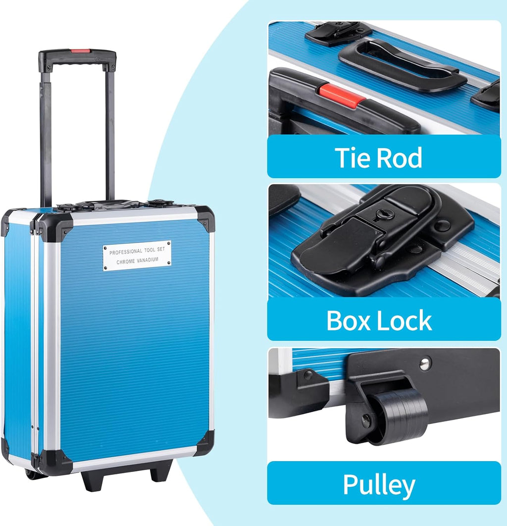 346 Pcs Tool Sets,18V Electric Power Drill Set, Cordless Drill for Men, Household Home DIY Hand Tool Kits,18+1 Clutch Cordless Power Drill Set for Thanksgiving, Christmas,Father's Day (Blue)