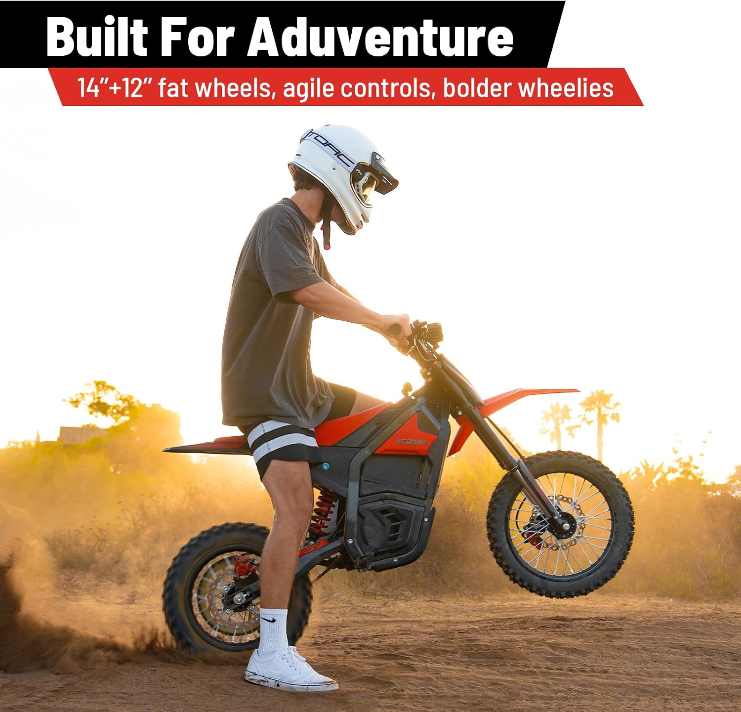 Yozma IN10 Electric Dirt Bike, 2600W 40MPH Electric-Motorcycle with 48V/23AH Battery Ebike, Full Hydraulic Brakes and Suspensions Mountain Off-Road E Dirt Bike, for Teens & Adults