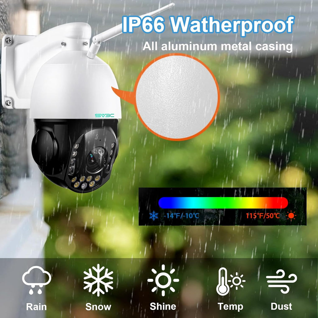 SV3C 4K 36X Zoom PTZ Camera Outdoor, 8MP Dual Band WiFi Security IP Cameras with Floodlight Color Night Vision, Humanoid Vehicle Detection, Auto Tracking,2-way Audio, ONVIF, RTSP,Cloud&SD Card Storage