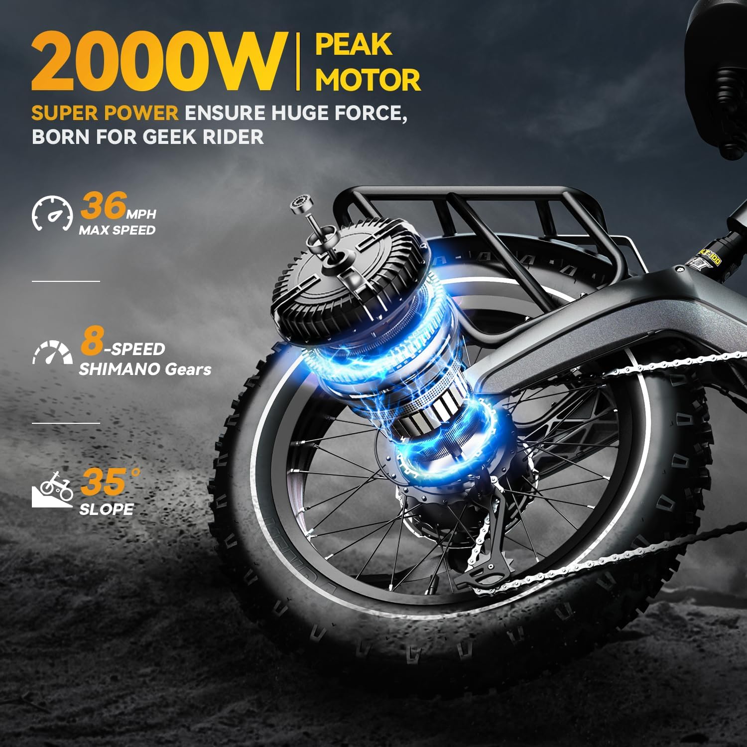 1000W(Peak 2000W)Folding Electric Bike for Adults,35MPH 100Mile,48V 25Ah Removable Battery,20' x 4.0 Fat Tire Foldable Electric Bicycle,8-Speed Electric Mountain E-Bike,UL Certified Commuter Ebikes