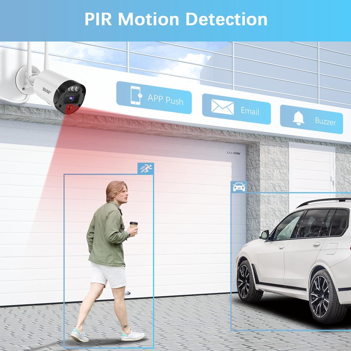 【90ft Super Night Vision】 Outdoor Wireless Security Camera System, Wireless Cameras for Home Security, WiFi Video Surveillance DVR Kits