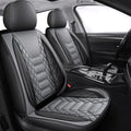 FREESOO Car Seat Covers Leather Seat Cover Full Set Automotive Seat Cover Protector Accessories Airbag Compatible Universal Fit for 5 Seats Black Grey
