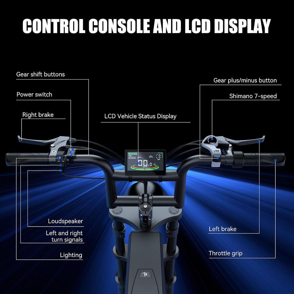 Electric Bike for Adults,48V 20AH - Peak Power 1500/3000W Brushless Motor Electric Bicycle - Max Speed 31-35MPH - Max 80 Miles Range - 20' x 4.0' Fat Tire Dirt E-Bike,7-Speed