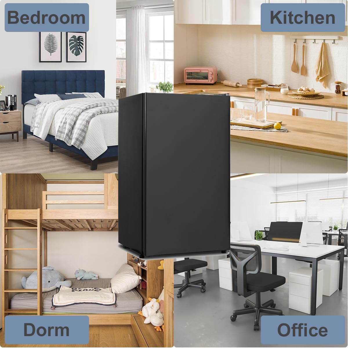 3.1 Cu.Ft Mini Fridge with Single Door, Small Refrigerator with Adjustable Thermostat & Removable Glass Shelves, Mini Fridge for Bedroom, Office, Dorm, Black