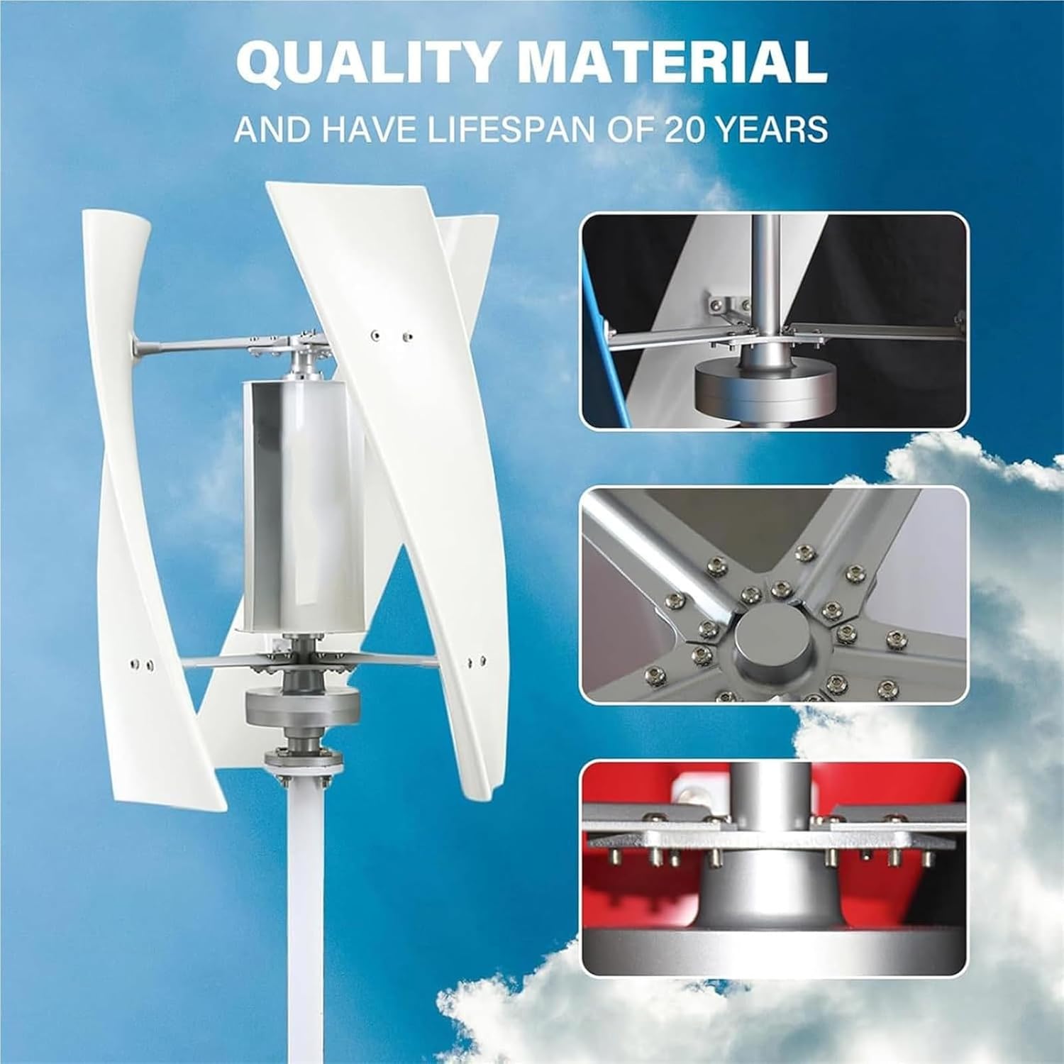 Upgraded 12000W Wind Turbine Generator Kit - 12V-220V Vertical Helix Blades with Charge Controller, Ideal for Marine, RV, Home, and Industrial Energy Solutions