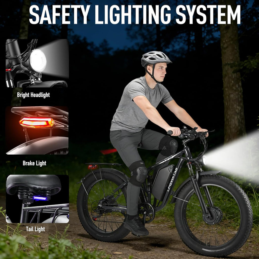 Peak-9000W-Dual-Motor-Ebike Adults Men, 52V 34Ah 1768Wh Battery,24' x 4.0' Fat-Tire- Electric-Mountain-Bicycle 47MPH Full-Lockable-Suspension-Ebike 105 Miles Range Hydraulic Disc Brake