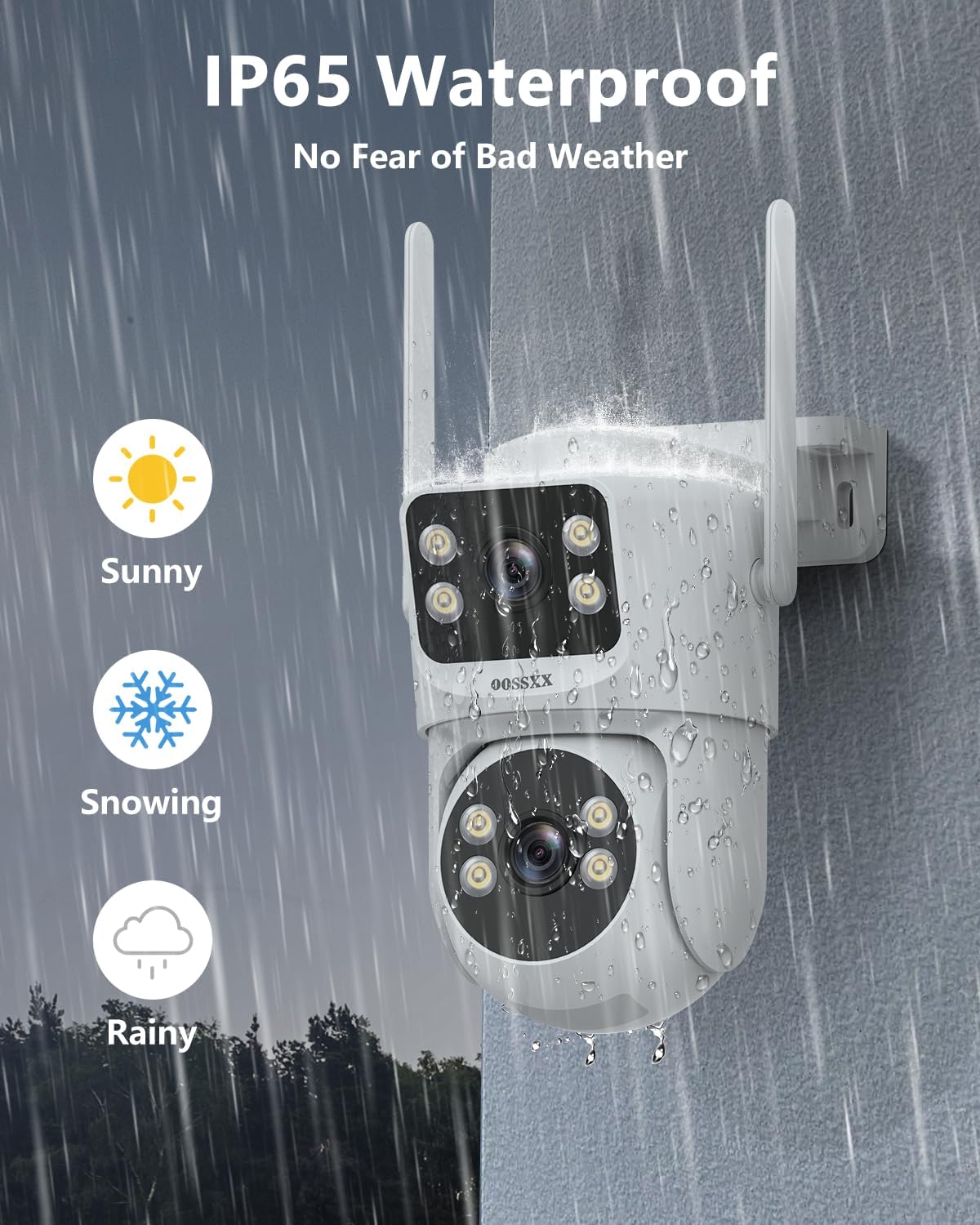 OOSSXX (2026 New) Dual Lens Wireless Security Camera System 4MP, 16CH WiFi NVR with 4 Cameras, 4 Antennas 55% Longer Range, Fixed + PTZ, 500GB HDD, No Monthly Fee