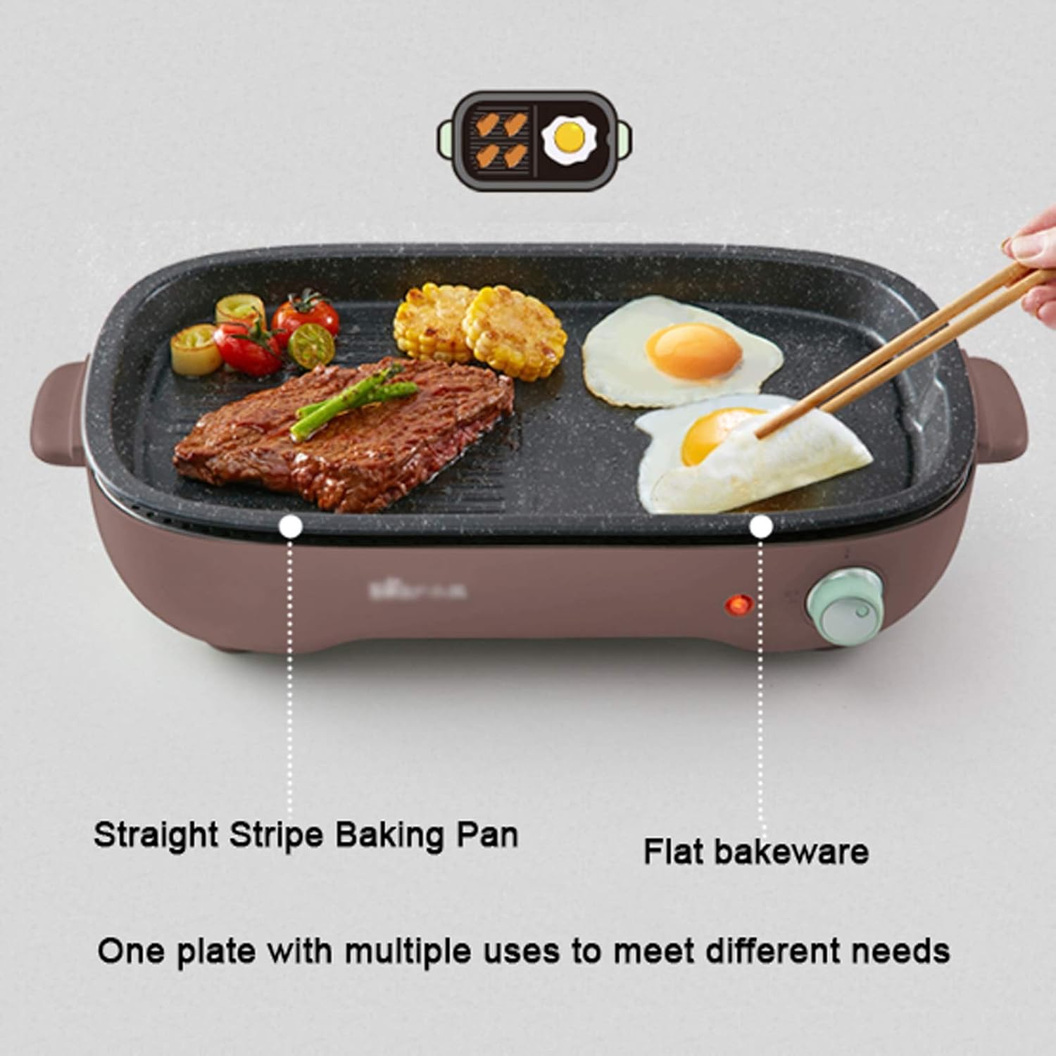 Grill for Outdoor Smokeless Indoor Grill 1200W Electric Grill Griddle Removable Non-Stick BBQ Grill Griddle Capacity for 3-5 People Practical Barbecue Tools Barbecue Grill