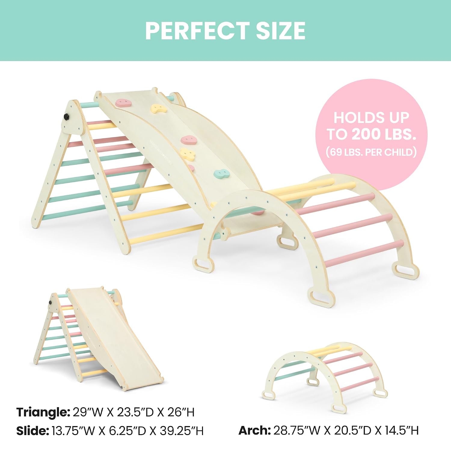 Delta Children Lil' Climber Gym - Indoor Climbing Gym/Jungle Gym for Kids - Montessori Toy with Reversible Arch/Rocking Chair, Reversible Rock Wall/Slide Ramp and Pikler Triangle - for Toddlers 3+