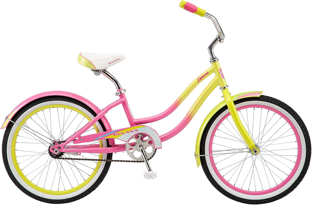 Kulana Lakona Shore, Tide or Wave Cruiser Bike, 20, 24 or 26 Inch Bike for Adults and Youth, 7 or Single Speed Beach Cruiser Bicycle, Rear Coaster Brake, Extra Wide, Cushioned Seat, Fenders