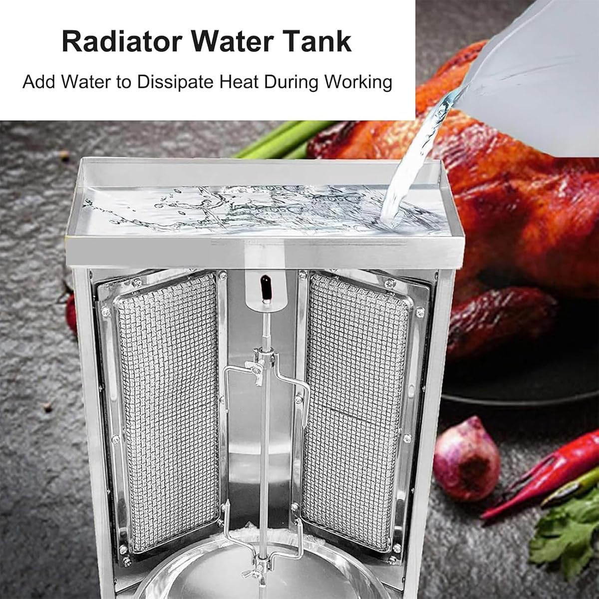 Vertical BBQ Machine Commercial, 360° Rotating Gas Kebab Grill Machine, Adjustable Temperature, Easy to Clean, for Grilling Meat