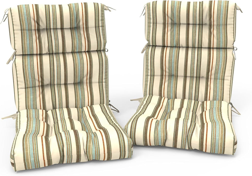 Outdoor High Back Patio Chair Cushions, Tufted Rocking Chair Cushions, Adirondack Cushions for Garden Porch Home Chairs Use, 44' x 22' x 4', 2 Pack,Stripe Onyx