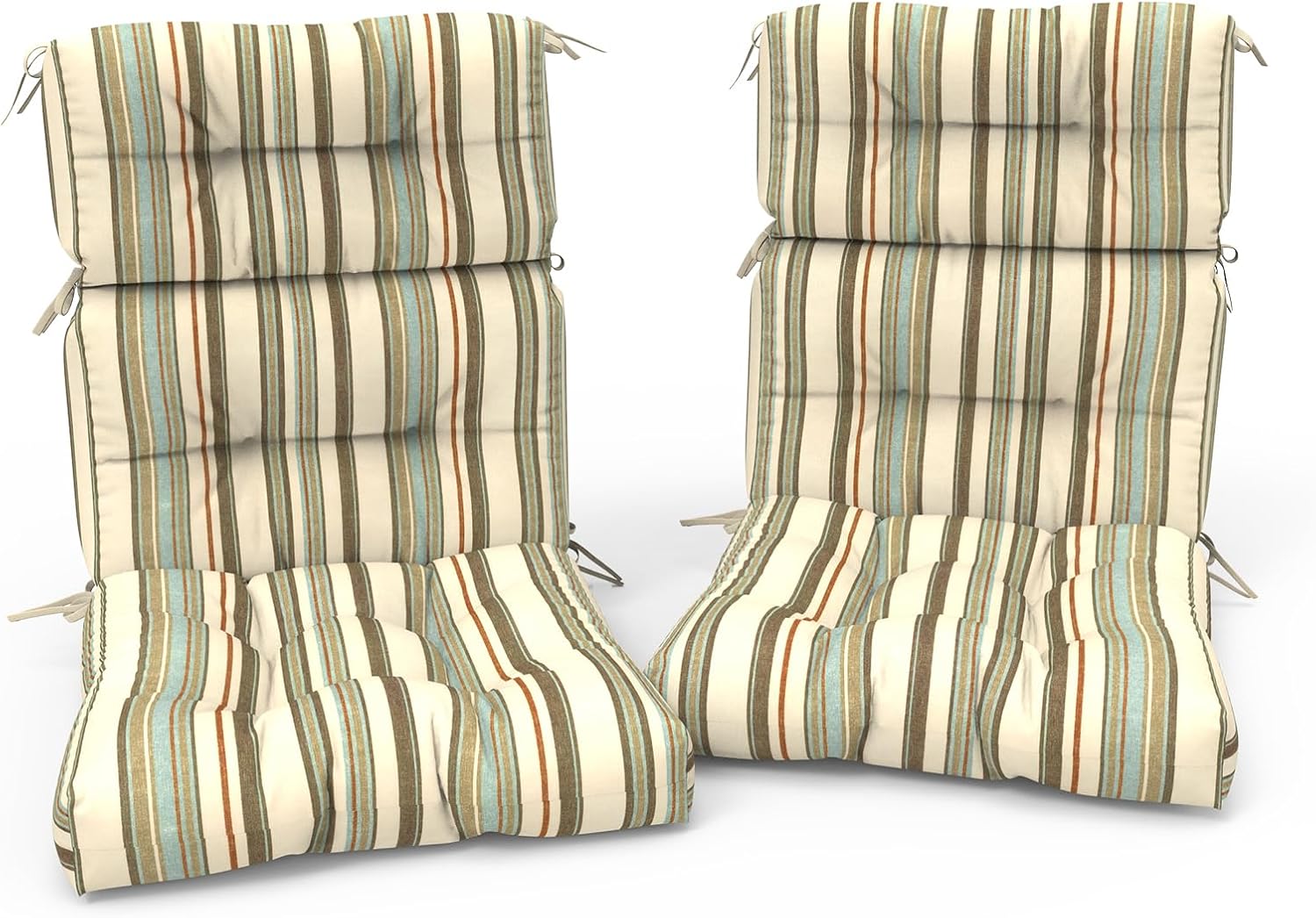Outdoor High Back Patio Chair Cushions, Tufted Rocking Chair Cushions, Adirondack Cushions for Garden Porch Home Chairs Use, 44' x 22' x 4', 2 Pack,Stripe Onyx