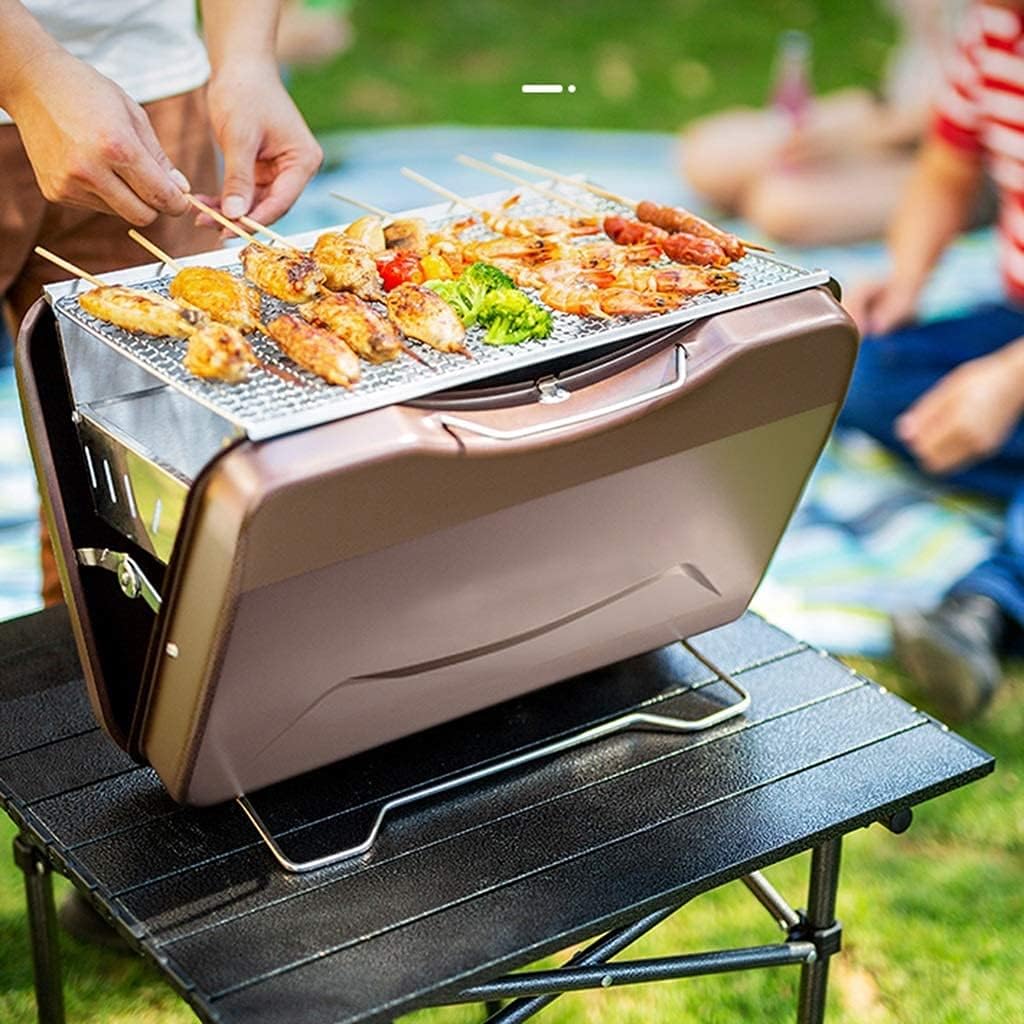 IRYZE Portable Charcoal Grill Portable Charcoal Grill Foldable BBQ Grill Outdoor Picnic Patio Backyard Travel Beach Wild Cooking BBQ Grill for Outdoor (Color : C)