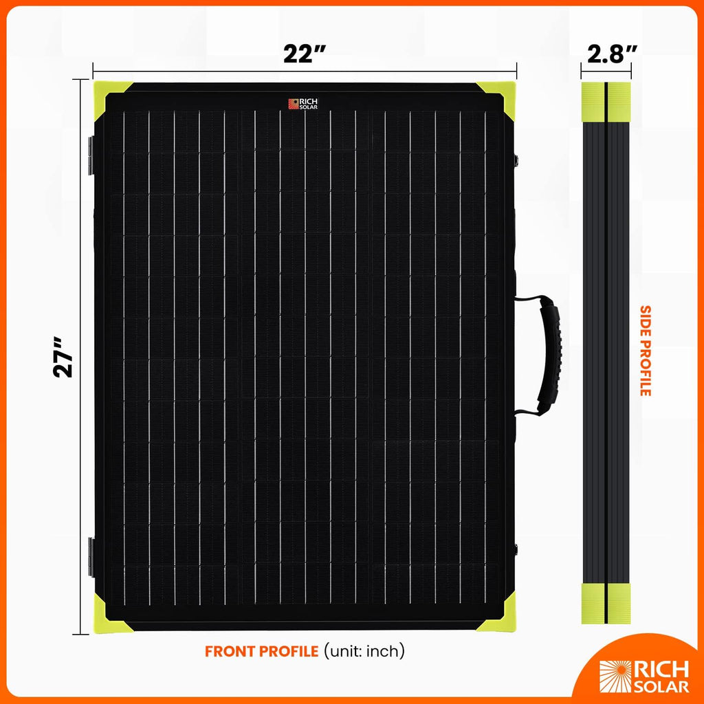 RICH SOLAR 100W Briefcase Solar Charging Kit Portable Solar Panel with 20A Charger Controller Built-in Robust Kickstand (100W+10A Controller)