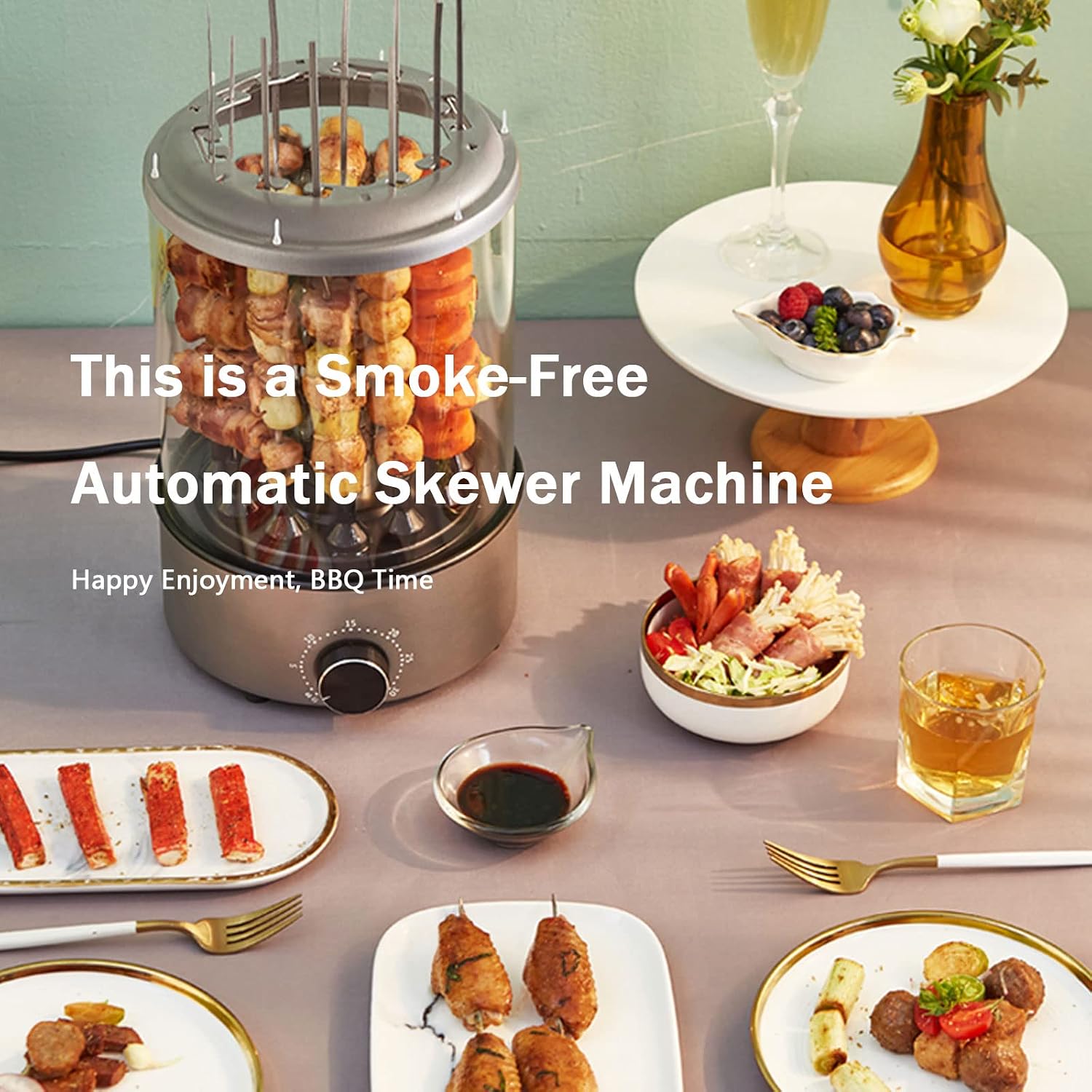 0 Outdoor Vertical Rotisserie Oven 1100W, Electric Smokeless BBQ Grill, Rotisserie Shawarma Machine for Home Use Infrared Roaster Oven