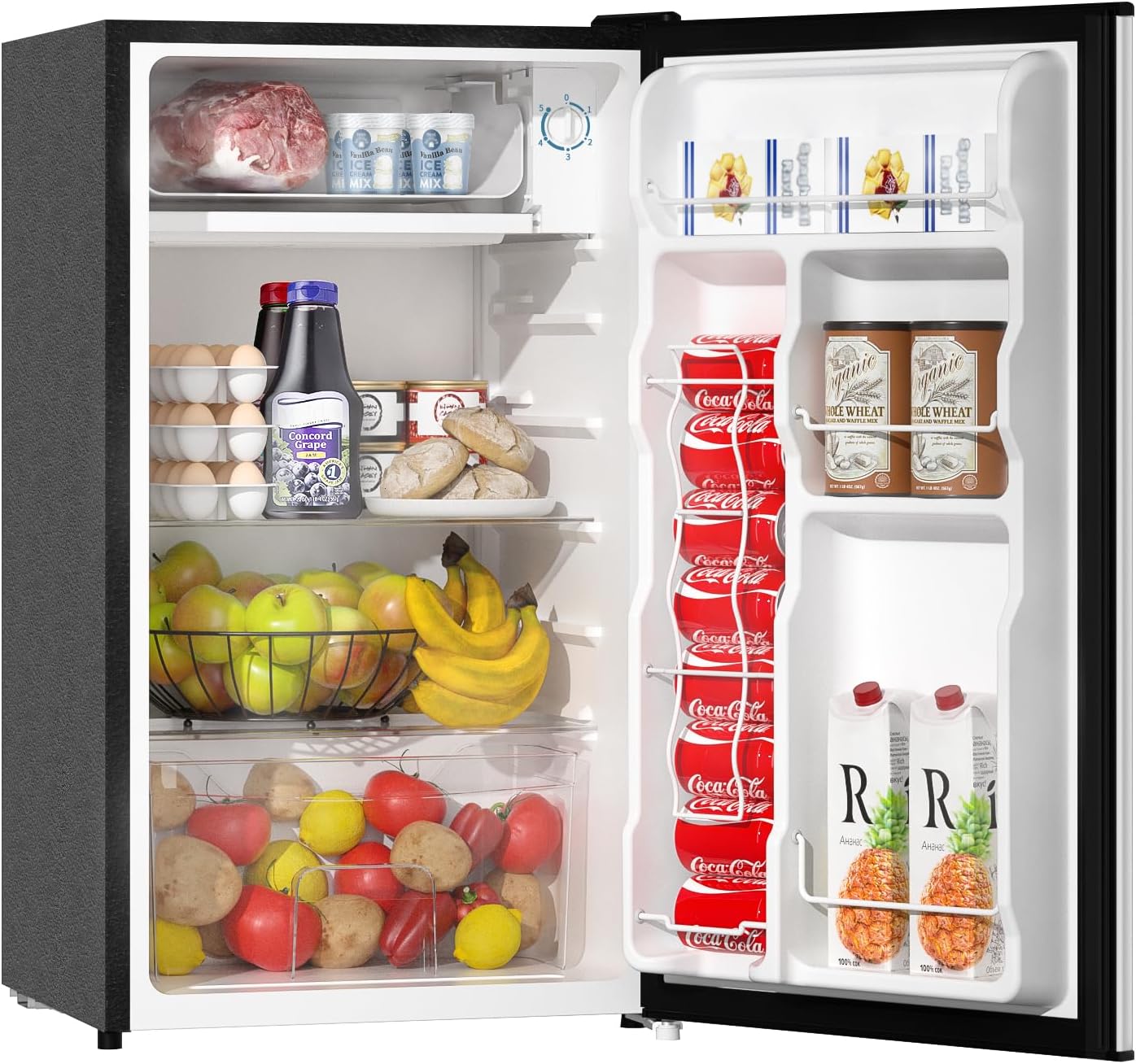 BANGSON Mini Fridge with Freezer, 3.2Cu.Ft, Single Door Small Refrigerator, Energy-Efficient, Low Noise, Mini fridge for Bedroom Dorm and Office, Silver