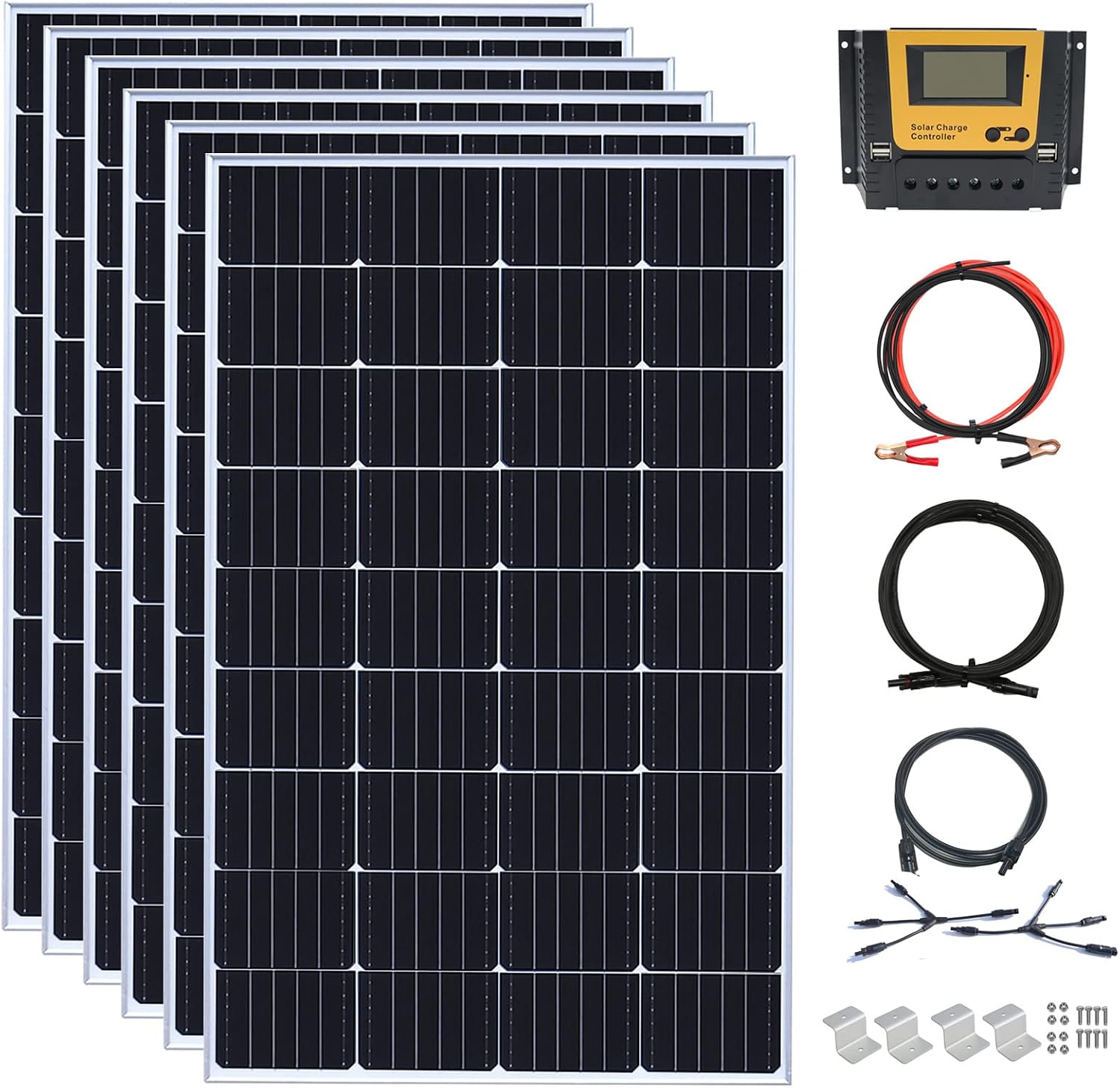 900 Watt 24Volt Solar Panel Kit 6X150W Monocrystalline Module 50A Charge Controller for RV, Boats, Trailer, Camper,Off-Grid System (900W Solar kit)
