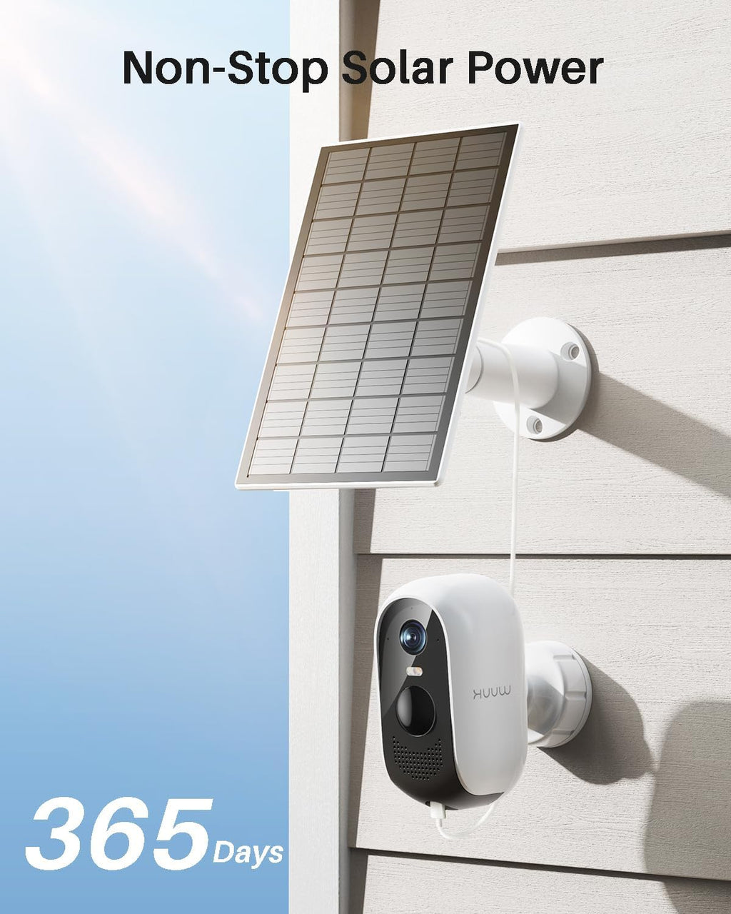 WUUK Solar Security Cameras Wireless Outdoor, Home Surveillance System, 2K, No Monthly Fee, Motion Alert, Night Vision, 2.4/5 GHz WiFi, 32G Local Storage, Compatible with Alexa & Google, 2-Camera Kit