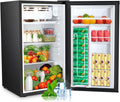Electactic 3.2 Cu.ft Mini Fridge with Freezer, Compact Refrigerator with Reversible Single Door, Adjustable Thermostat, Low Noise, Energy Efficient for Office, Dorm, Bedroom, Apartment (Black)