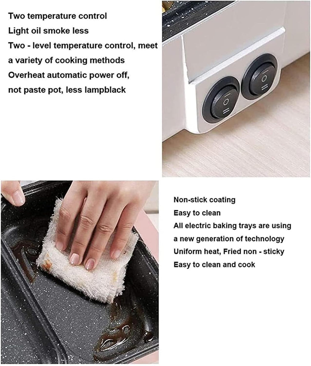 Electric Mini Grill with Hot Pot, 2-in-1 Non-Stick Indoor BBQ & Shabu Cooker, Ideal for Dorm Rooms & Small Kitchens (Black)