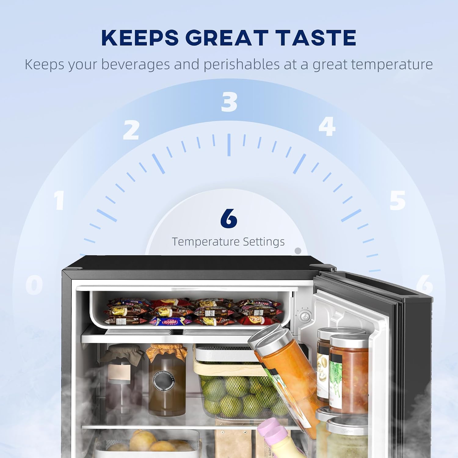 HOMCOM Mini Fridge with Freezer, 4.5 Cu.Ft Small Refrigerator with Adjustable Thermostat, Energy Efficient, Low Noise, Mini Refrigerator for Bedroom, Dorm, Office, Black