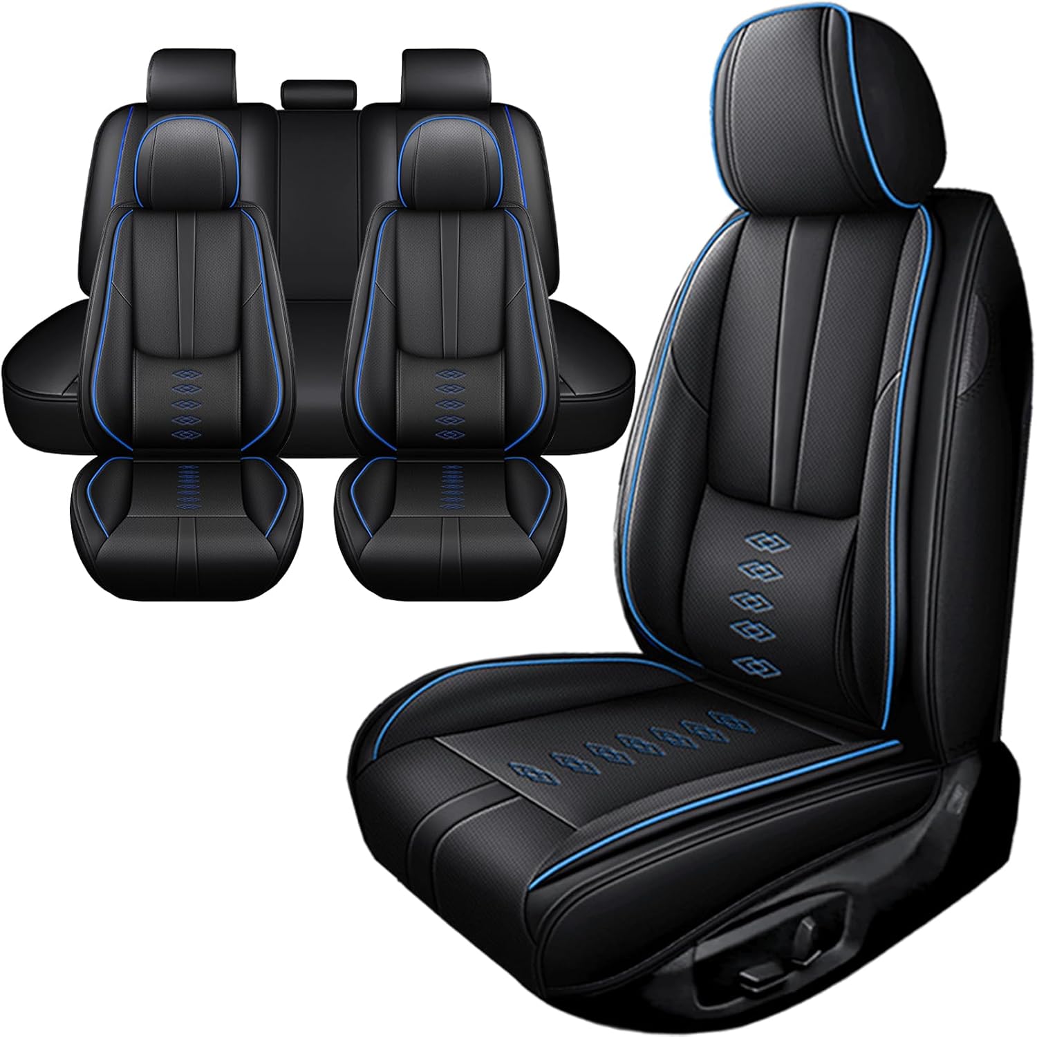 Car Seat Covers for GX 460,for Lexus GX 460 2010-2023,Leather Full Set Seat Covers,Airbag-Compatible Car Seat Protectors,Waterproof Seat Cover for Cars(Black+Blue,5PCS Only)