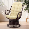 Java Lounge Swivel Rocking Chair with Cream Cushion Natural Rattan Wicker Handmade, Dark Brown Color