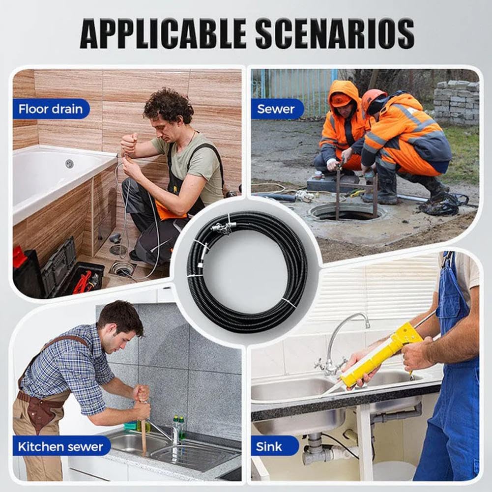 Flex-Shaft Sewer Descaling Chain, Multi-Purpose PVC Pipe Maintenance Tool, Push-Type Rotary Cable Sewer Dredge, Oil in Pipeline Blocks Drilling Tools, Suitable for 16mm Spring