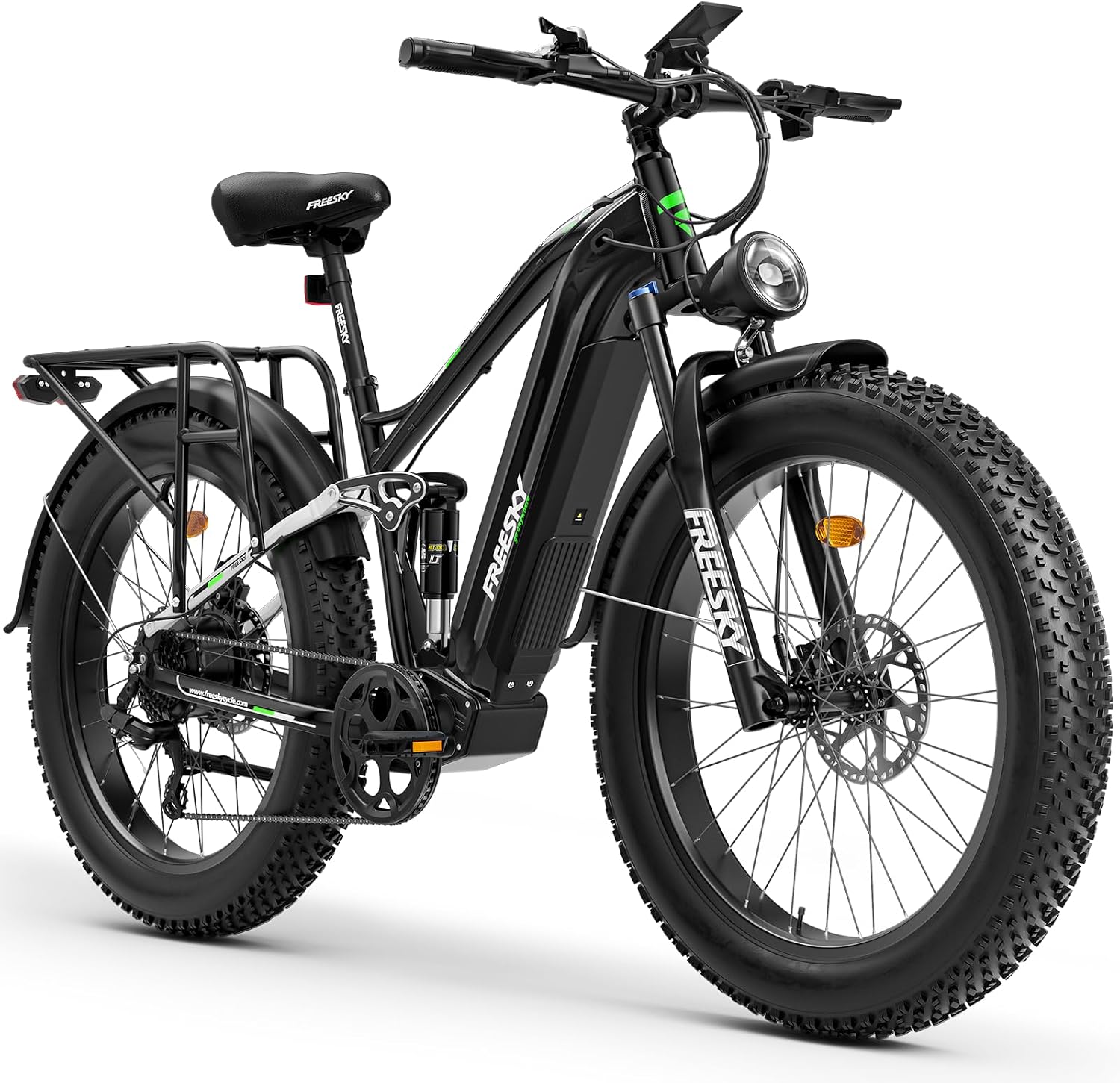 FREESKY 3000W Electric Bike for Adults, 37MPH & 95Miles Range, Dirt All-Terrain Electric Bicycle, 48V 25Ah Removable Battery,26' Fat Tire Full Suspension Mountain Ebike, UL2849 Certified by TÜV