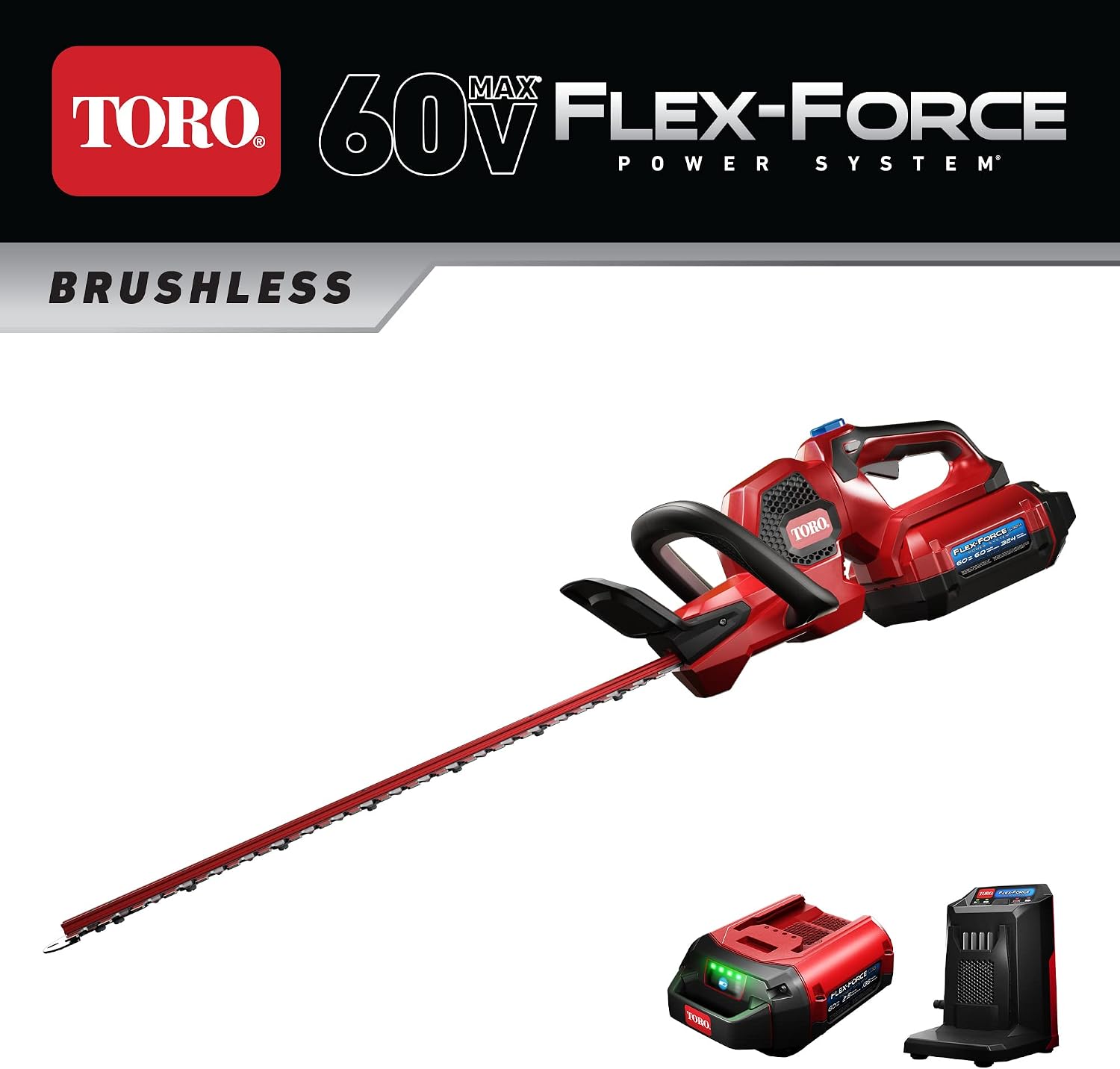 Toro Flex Force 60-Volt Max 24-Inch Cordless Hedge Trimmer with 2.5-Ah Battery and Charger