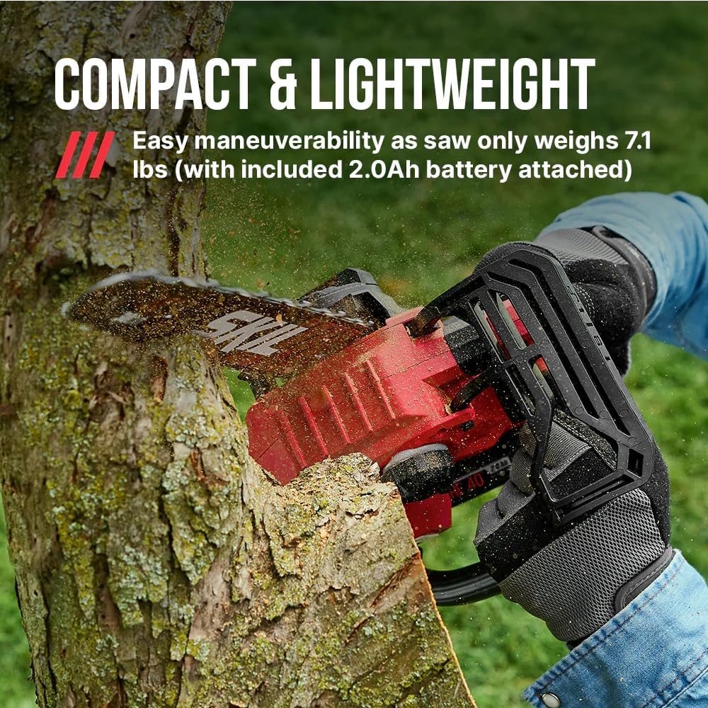 SKIL PWR CORE 40 Brushless 40V 12-Inch Chainsaw Kit, Battery Powered Chainsaw, Electric Cordless, Includes 40V 2.0Ah Battery and Charger - TH1200C-11