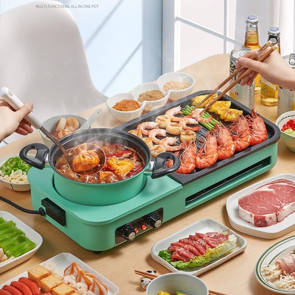 YYDS Hot Pot Multifunctional Pot Indoor Electric Grill Pan Smokeless Barbecue Grill Grill Shabu Hot Pot Electric Grill (Size : Grilled net+Pan-Fried)