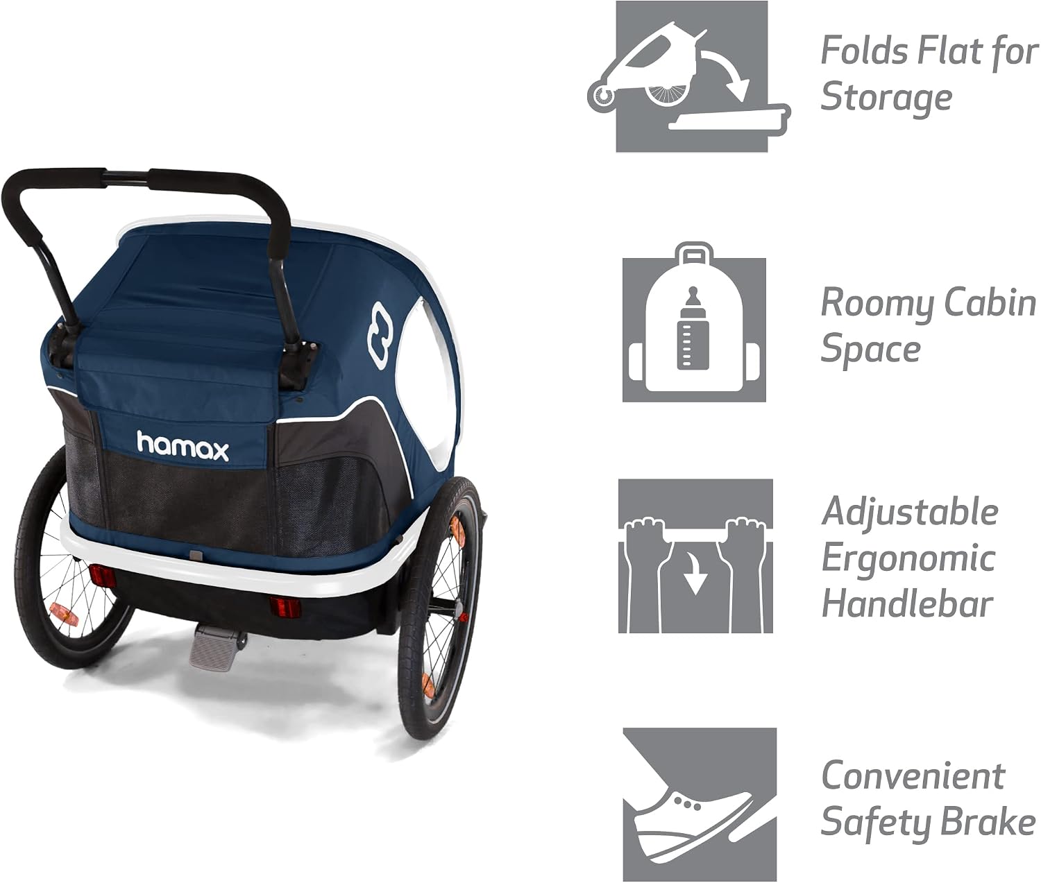 Hamax Outback Two Seat Reclining Multi-Sport Child Bike Trailer + Stroller (Jogger Wheel Sold Separately)