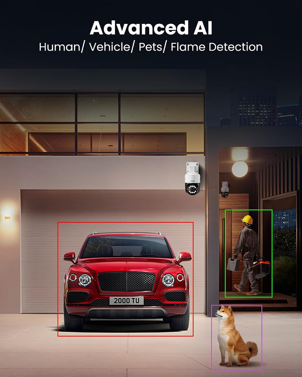 ZOSI 4K PoE Home Security Camera System with AI Face Person Vehicle Detect, 4 x 5MP 3K Pan/Tilt PoE IP Camera Outdoor, Auto Track, 5X Digital Zoom, 2-Way Audio, 8CH 8MP NVR(16CH Expandable), 2TB HDD