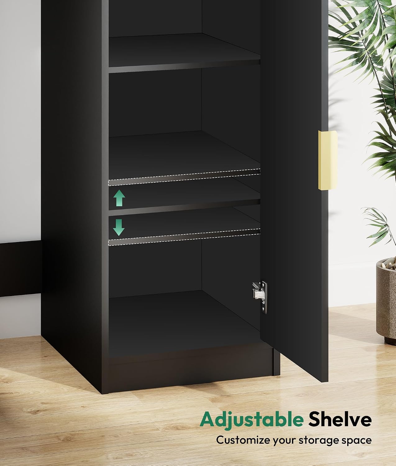 Lamtor Mini Fridge Cabinet with Storage - Snack Bar Cabinet with Power Outlet, Fluted Coffee Bar with Mini Fridge Space for Home Theater,Game Room,Living Room, Black