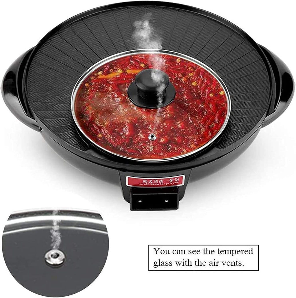 2 In 1 Electric Pan Hot Pot-Multi-functional BBQ Frying Cook Grill Korean non-stick pan Kitchen